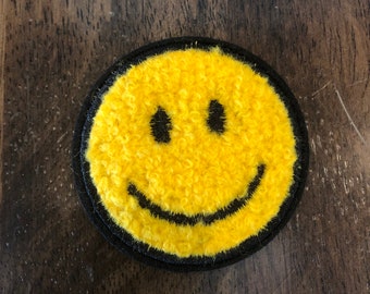 Parche de cara sonriente, parche bordado de algodón, para planchar o coser