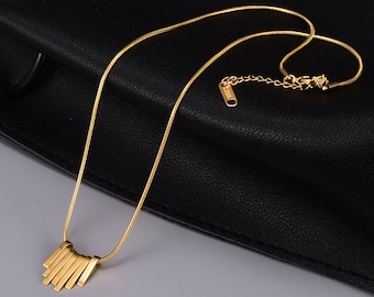 Gold bar necklace - Gold chain - Adjustable length