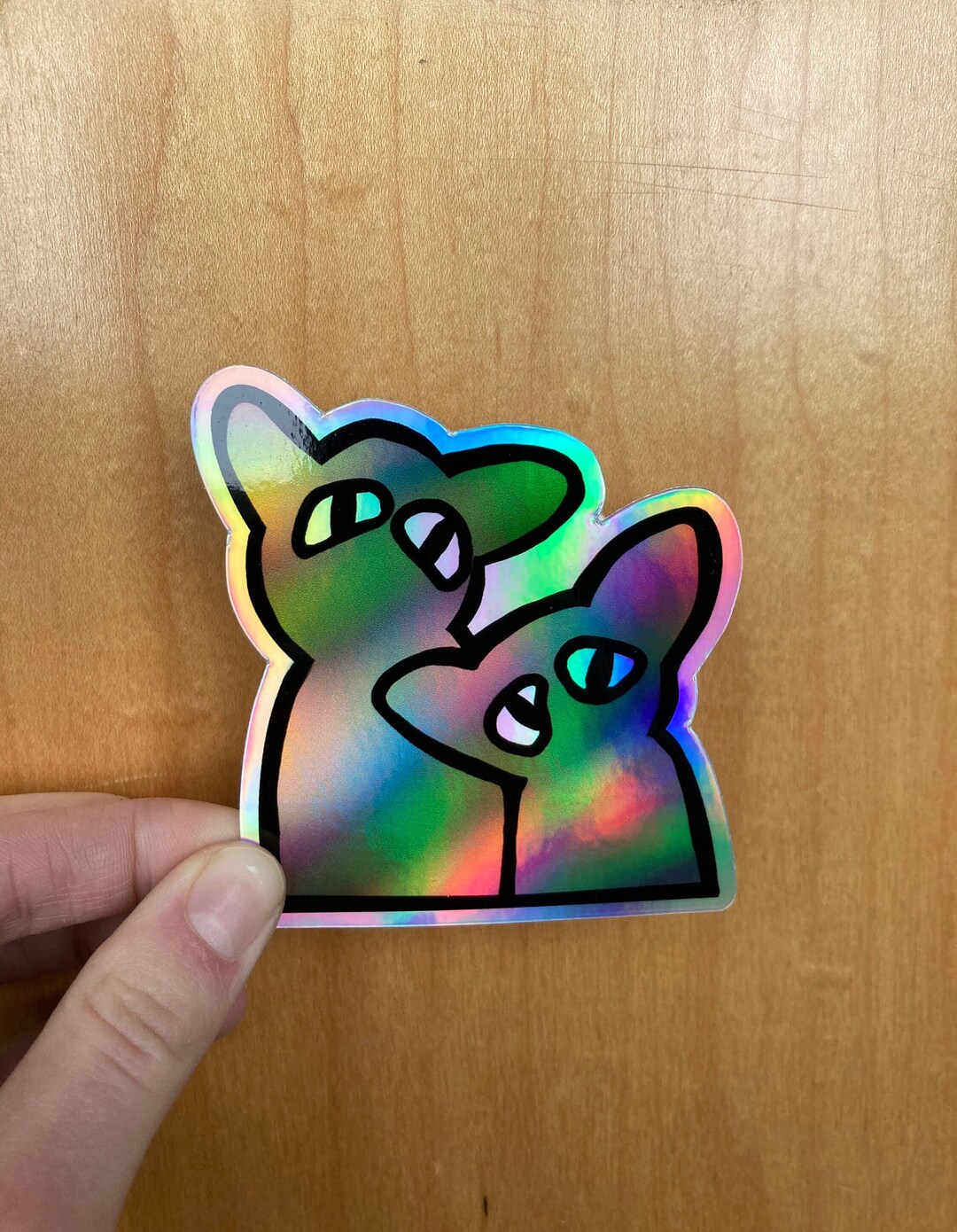 Holographic Cat Sticker, Die Cut Sticker, Stupid Cat Art, Cat Sticker ...