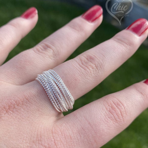 Zilveren verstelbare ring, unieke sterling zilveren verstelbare open ring, zilveren vintage open ring, speciale sterling zilveren open ring.