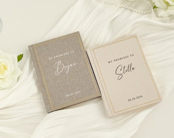 Wedding vow books promises , set of 2 vow booklets for bride and groom, hard cover marriage speech notebook, engagement gift for couple