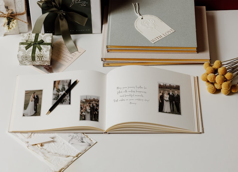 Libro de visitas de boda personalizado, libro de visitas de recepción de boda elegante y personalizado, álbum de fotos de tapa dura de compromiso, libro de firma de recuerdos de boda imagen 4