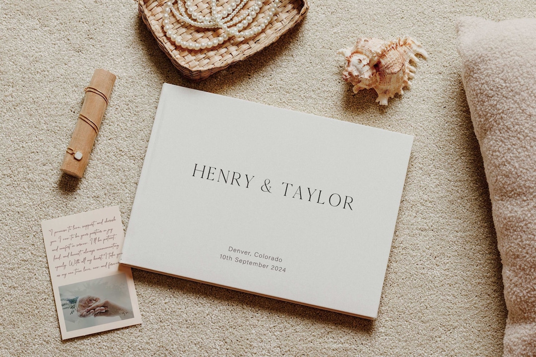 Custom Guest Book, Personalized Wedding Signing Guest Book, Engagement