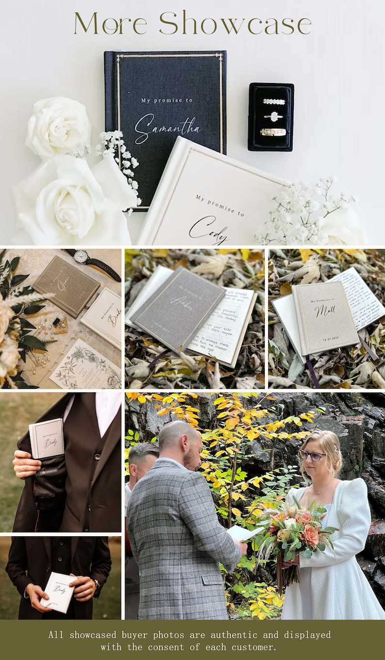 Wedding vow book personalised, wedding ceremony set of 2 vow booklet and luxury speech notebook for bride, couple engagement gift for lovers image 3