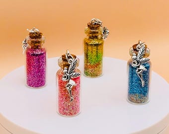 Fairy Dust Necklace: Sterling Silver Charm, Glass Bottle