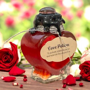 Love Potion Decorative Bottle | Color Changing Potion | Magical Potion | Heart Decor | Love | Valentine’s Day | Apothecary | True Love