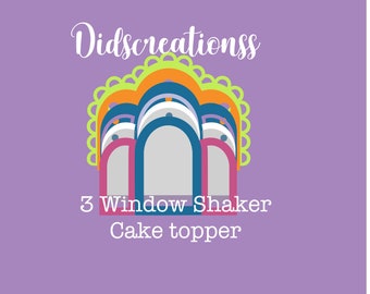 3 Window Shaker  Scalloped Cake Topper