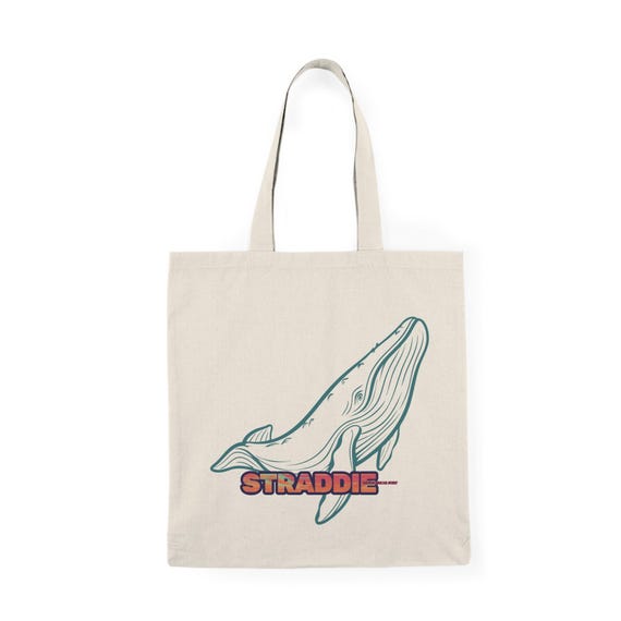 Straddie Whale Surf Tote Bag, Natural Cotton Canvas Beach Bag