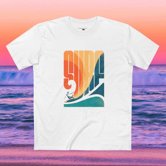 Old School SURF Tee Shirt, Vintage Surfing Graphic Tee, Surfing Lover Gift, Retro Beach Print Shirt, T-shirt