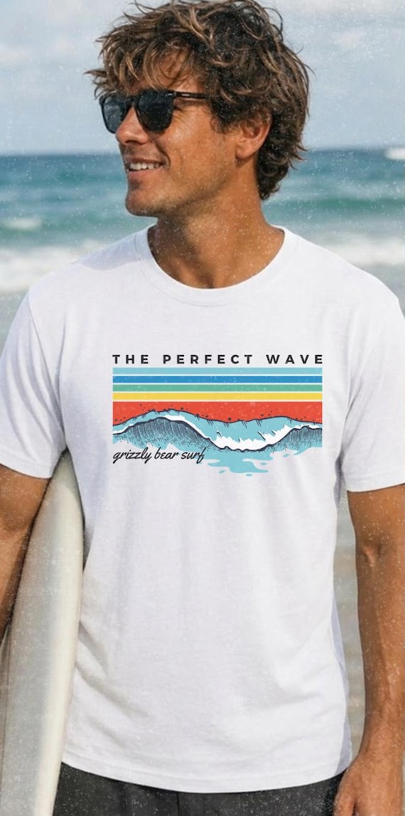 Grizzly Bear Surf The Perfect Wave T-Shirt – Coastal Beach Vibe Tee