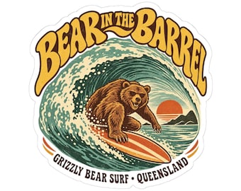 Bär im Barrel Surf-Aufkleber