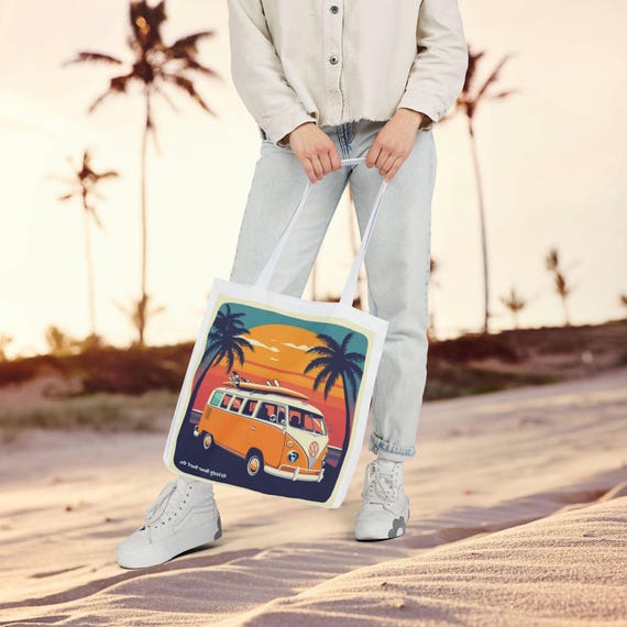 LIMITED EDITION - Retro Surf Van Canvas Tote Bag | Vintage Beach Bag