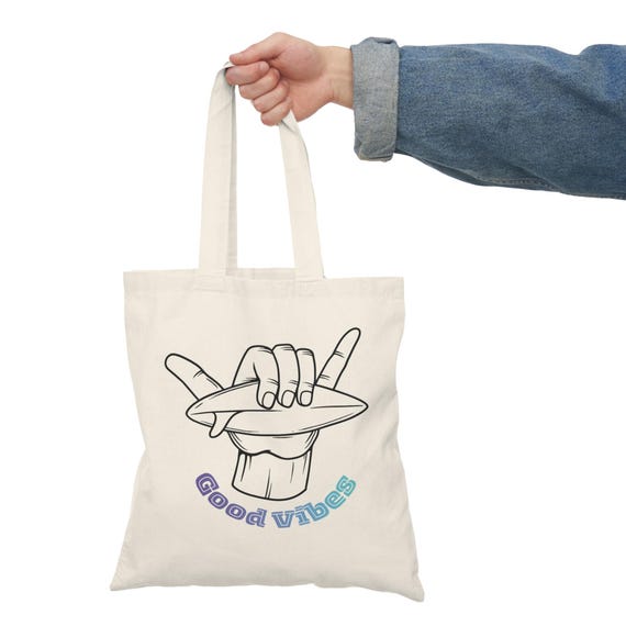 Good Vibes Surf Beach Graphic Tote Bag