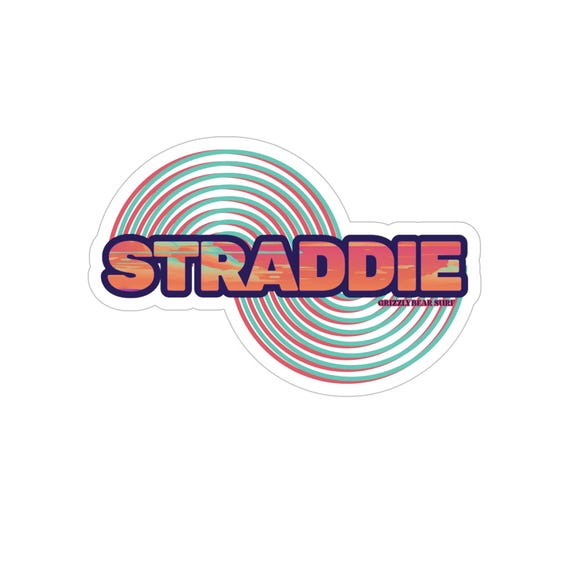 Retro Straddie Surf Sticker Transparent Die-Cut | Outdoor Board Decal