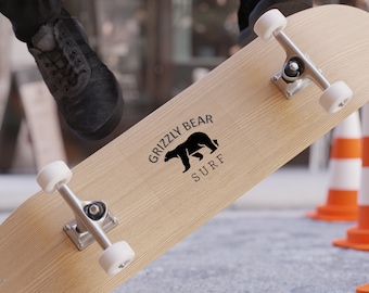 Grizzly Bear Surf Transparent Outdoor Stickers, Square, 1pc