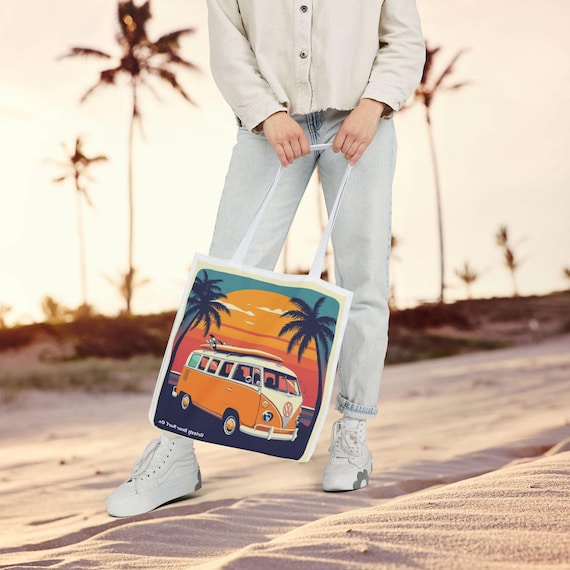 Retro Surf Van Canvas Tote Bag | Vintage Beach Bag