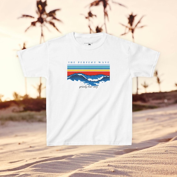 Perfect Wave Kids T-Shirt | Surfboard Wave Design for Young Groms