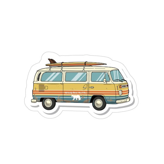 Surf Van Life Sticker Transparent Die-Cut Sticker