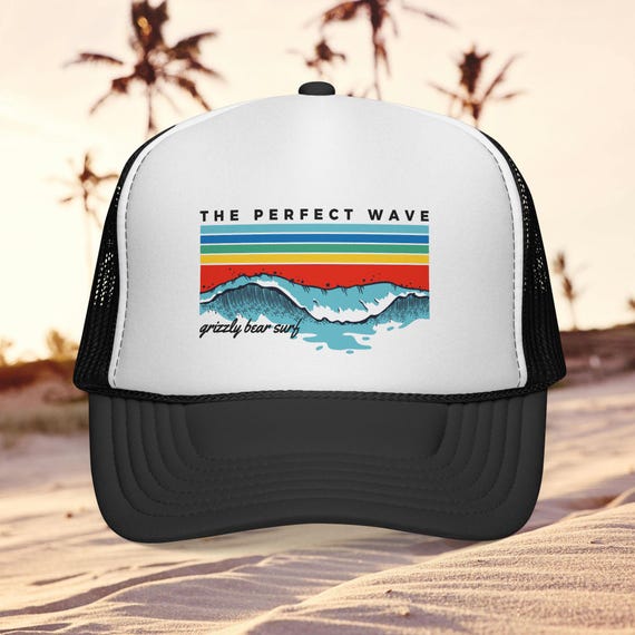 Retro Wave Trucker Cap - Striped Sunset Surf