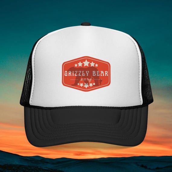 Grizzly Bear Surf Orange Badge Trucker Hat