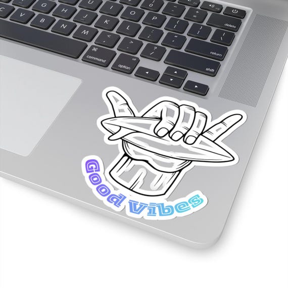 Shakas Surfing Hand sticker | Kiss-Cut Sticker, Good Vibes decal