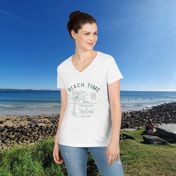Beach Time V-Neck T-Shirt by Grizzly Bear Surf