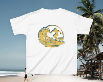 Golden Surfer Kids Tee with Grizzly Bear Design