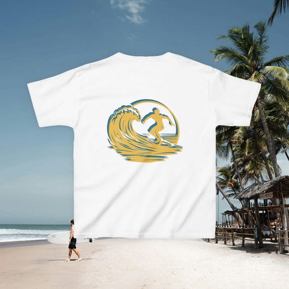 Golden Surfer Kids Tee with Grizzly Bear Design