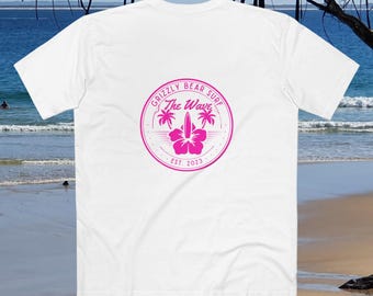 Pink Hibiscus and Waves Tee by Grizzly Bear Surf - Tshirts for every family