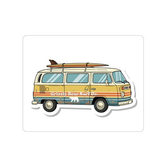 Surf Van Life Sticker Transparent Die-Cut Sticker