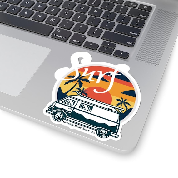 Surf Van Life sticker | Kiss-Cut Sticker, VW Camper Surfing Graphic