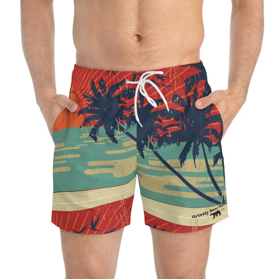 Grizzly Bear Surf Sunset Island Vibes Beach Shorts