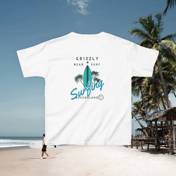 Surfing Queensland Kids Tee with Grizzly Bear Design