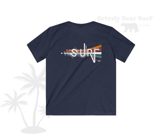 Retro Surf Lines Kids Tee | Lightweight Cotton Beach T-Shirt