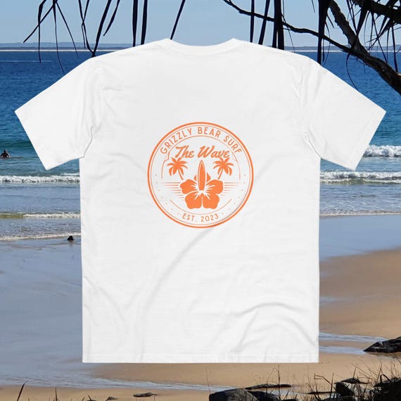 Orange Hibiscus and Waves Tee by Grizzly Bear Surf - Tshirts for every family