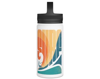 Grizzly Bear Surf Water Bottle: Stainless Steel, Eco-Friendly Travel