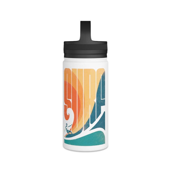 Grizzly Bear Surf Stainless Steel Water Bottle | Durable Eco-Friendly Hydration, Sports, Travel, Gym, Camping, Personalized Gifts
