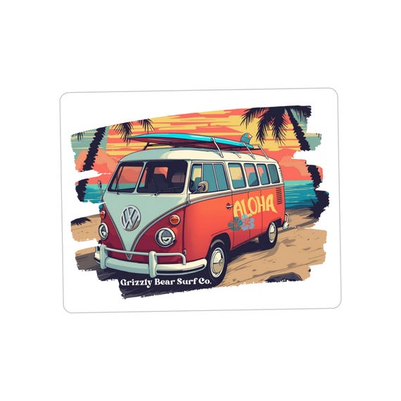 Vintage Surf Van Life Die-Cut Sticker
