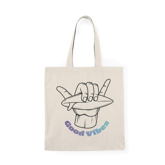 Good Vibes Surf Beach Graphic Tote Bag | Surfing Illustration