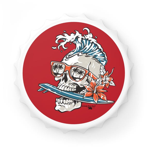 Surf Skull with Sunglasses Bottle Opener | Tropical Wave Design