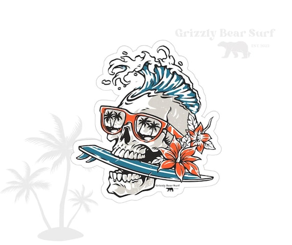 Skull Surf Wave Transparent Outdoor Die-Cut Sticker