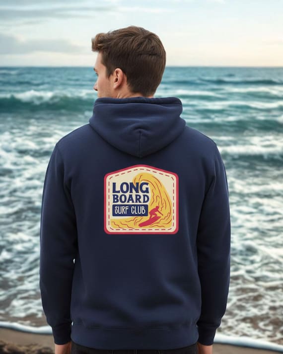 Long Board Surf Hoodie: Grizzly Bear Surf Club, Cotton-Blend