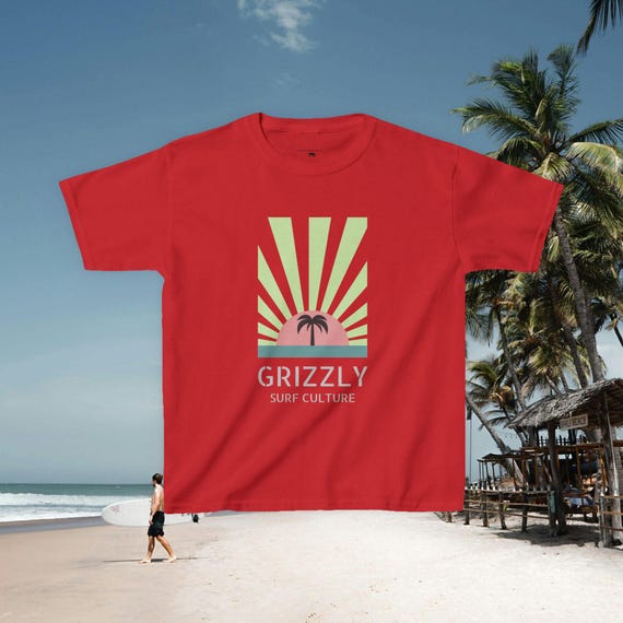 Grizzly Surf Culture Kids Tee with Grizzly Bear Design