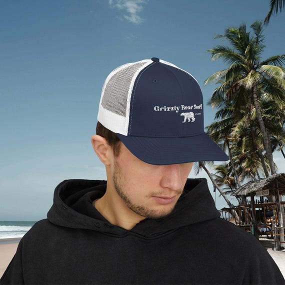 Grizzly Bear Surf Snapback Trucker Cap | Casual Outdoor Hat, Beach, Adventure Gear, Gift Idea, Summer Fun