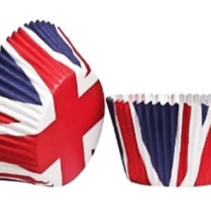 May include: Red, white and blue cupcake cases with a Union Jack design.