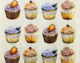 Cupcake Design Paper Napkins: Party, Wedding, Decoupage (20 Pack)
