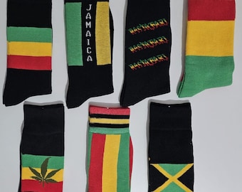 Reggae Rasta Jamaican Socks Caribbean Country Flags Rastafarian Jamaica Flag Crew Socks