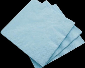 Baby Blue Paper Napkins, 3-Ply Decorative Serviettes (Set of 20)