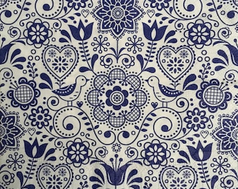 Blue Floral Paper Napkins: 3-Ply Decoupage Serviettes (Pack of 20)