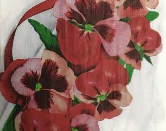 Red Floral Paper Napkins: 3-Ply Decoupage Serviettes (Pack of 20)